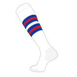 TCK Elite Baseball Football Knee High Striped Socks (I) White, Royal, Red