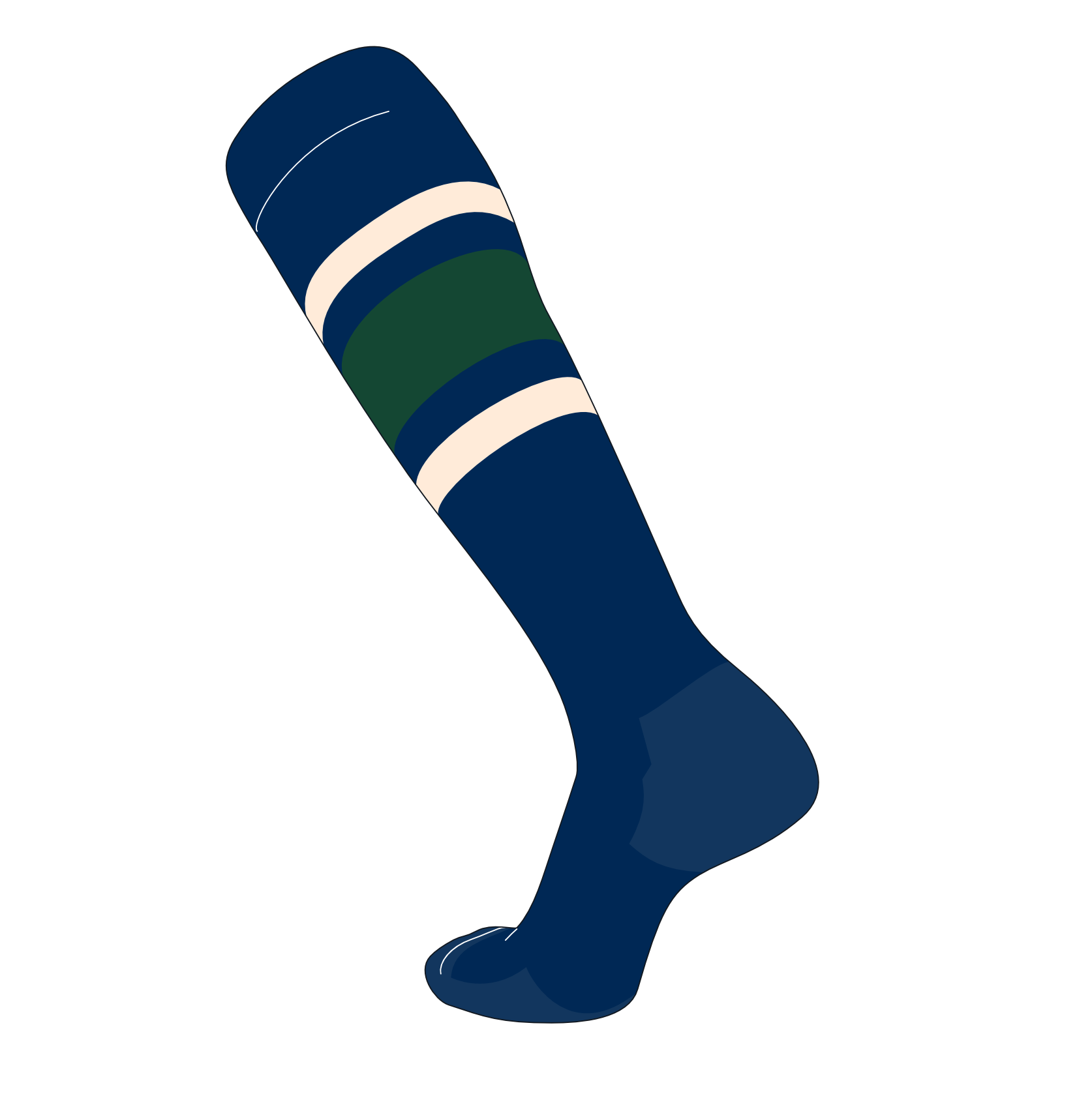 TCK Elite Baseball Football Knee High Striped Socks (E) Navy, Natural, Dk Green