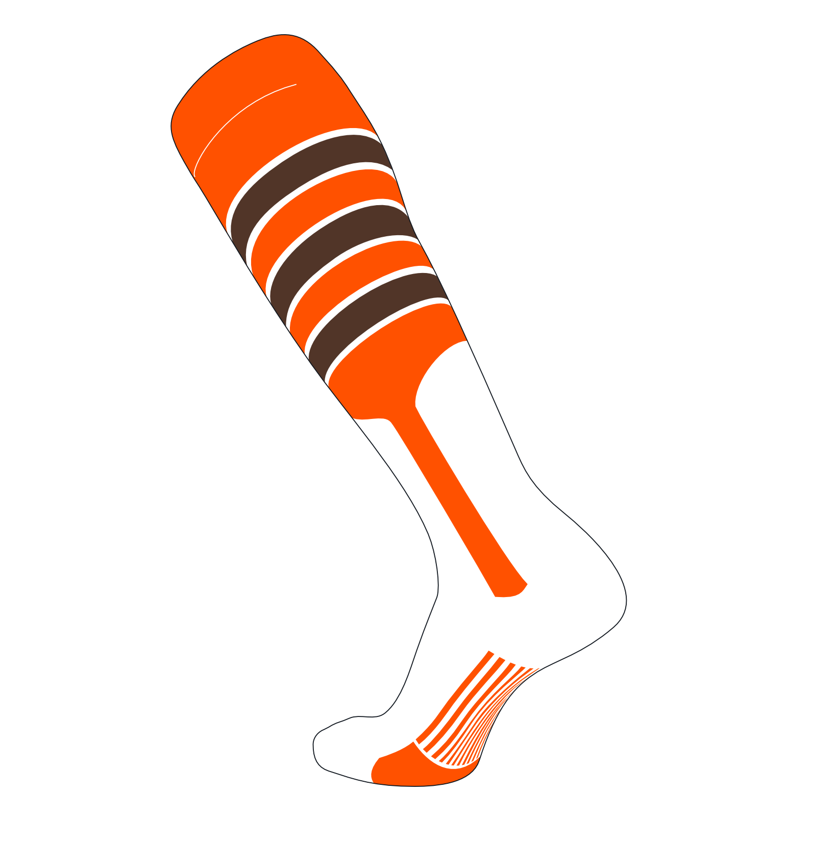 TCK Elite Baseball Knee High Stirrup Socks (D, 9in) Orange, White, Brown