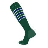 TCK Elite Baseball Football Knee High Striped Socks (D) Dk Green, White, Navy