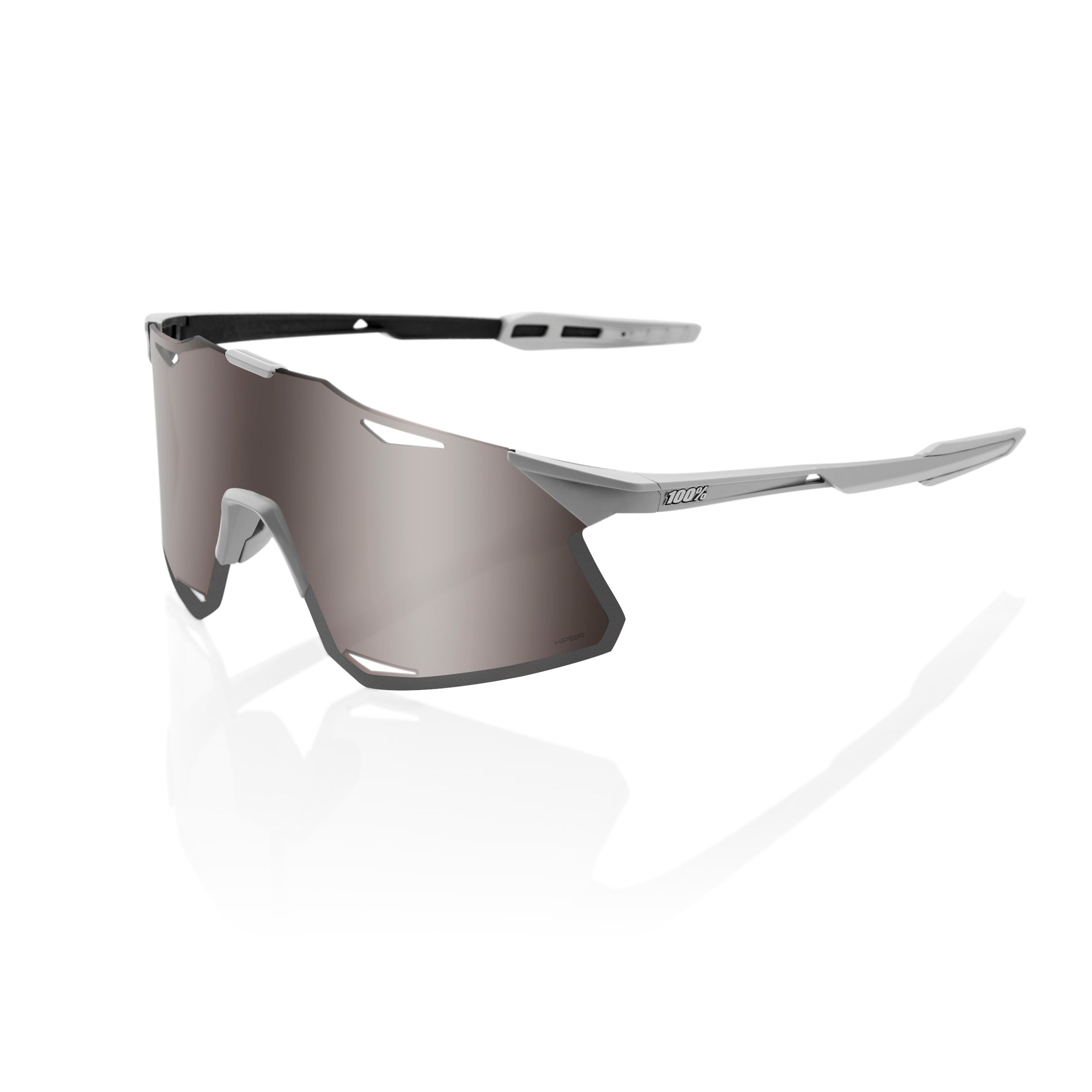 100% HYPERCRAFT Sport Performance Sunglasses, Matte Stone Grey, Silver Mirror