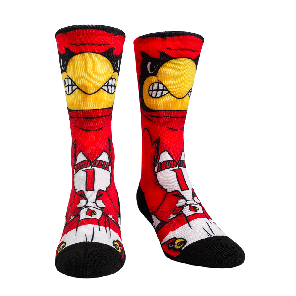 Rock Em Elite Louisville Cardinals HyperOptic Mascot NCAA Crew Socks (L/XL)