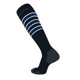 TCK Elite Baseball Football Knee High Striped Socks (D) Black, White, Navy