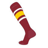 TCK Elite Baseball Football Knee High Striped Socks (E) Sedona Red, White, Gold