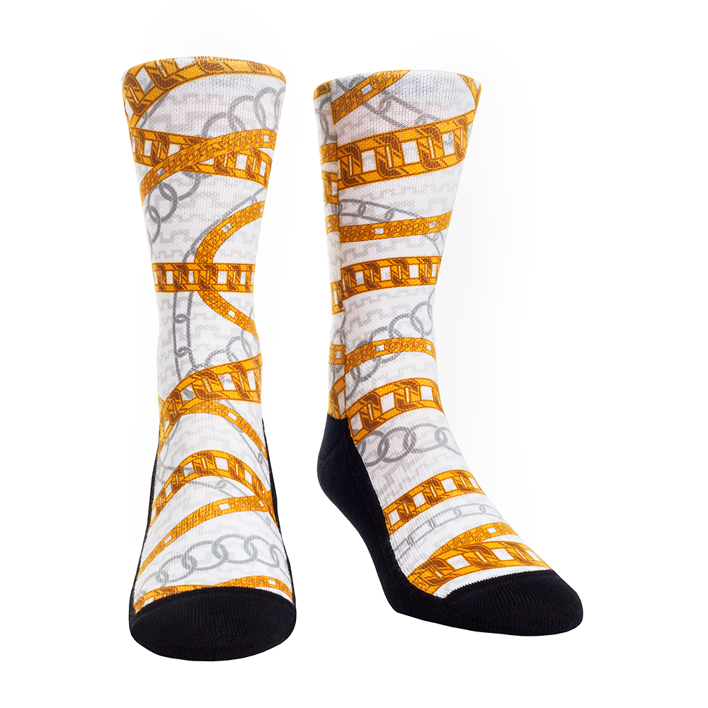 Rock Em Lifestyle Gold Chain All Over Graphic Crew Socks