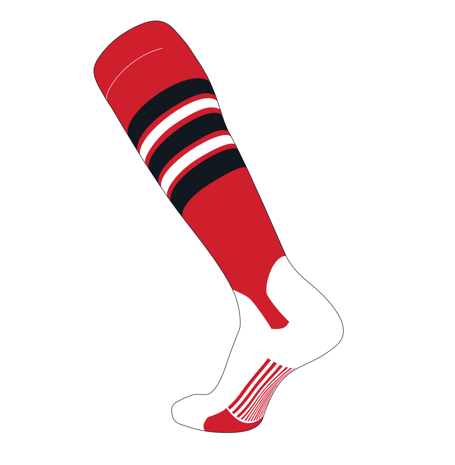 TCK Elite Baseball Knee High Stirrup Socks (F, 5in) Red, Black, White
