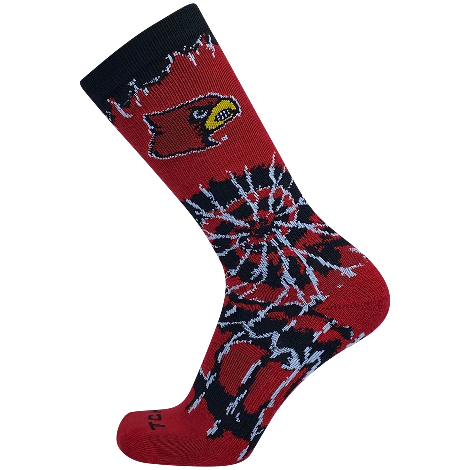 TCK Louisville Cardinals Woodstock Tie Dye NCAA Crew Socks