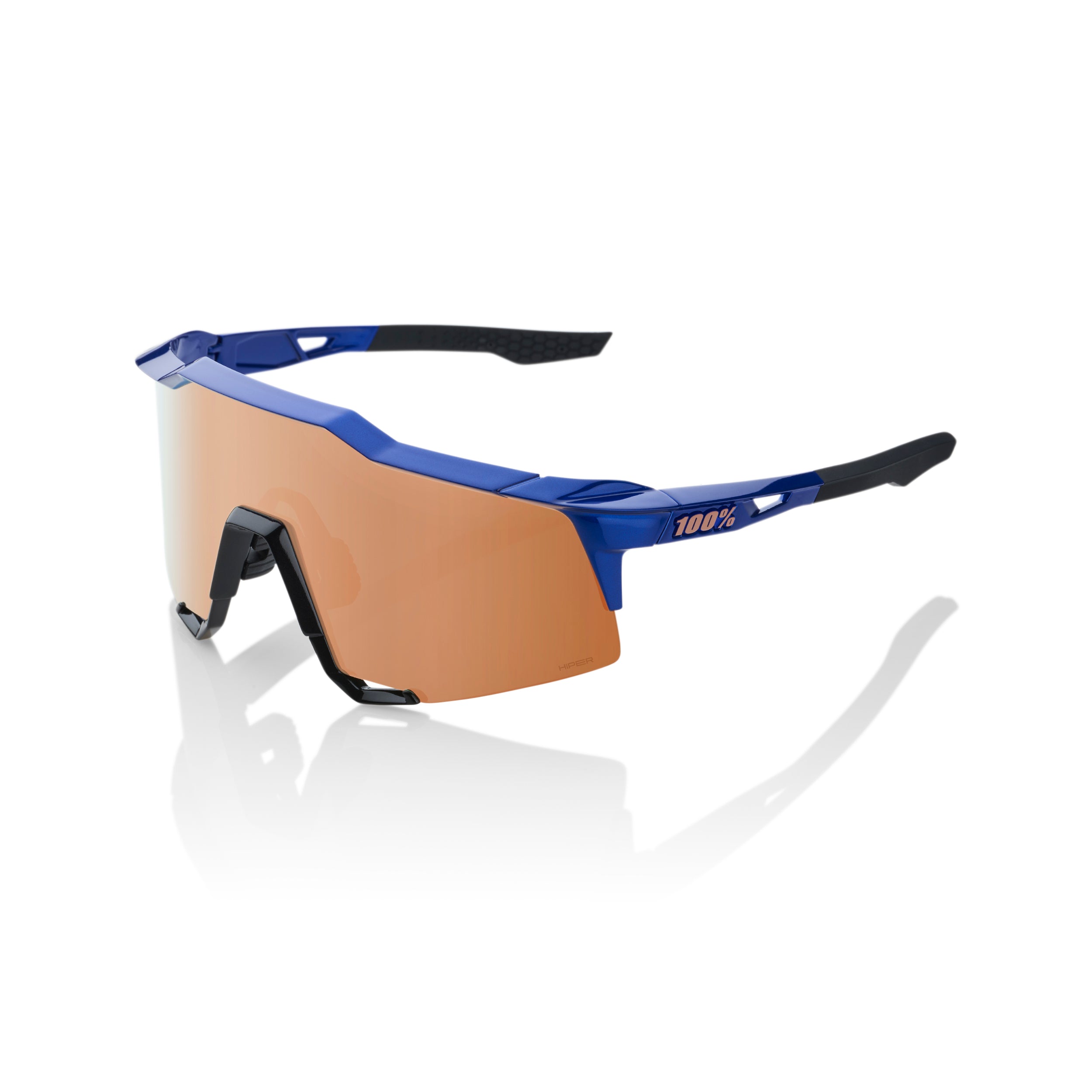 100% SPEEDCRAFT Sport Performance Sunglasses, Gloss Cobalt Blue, Copper