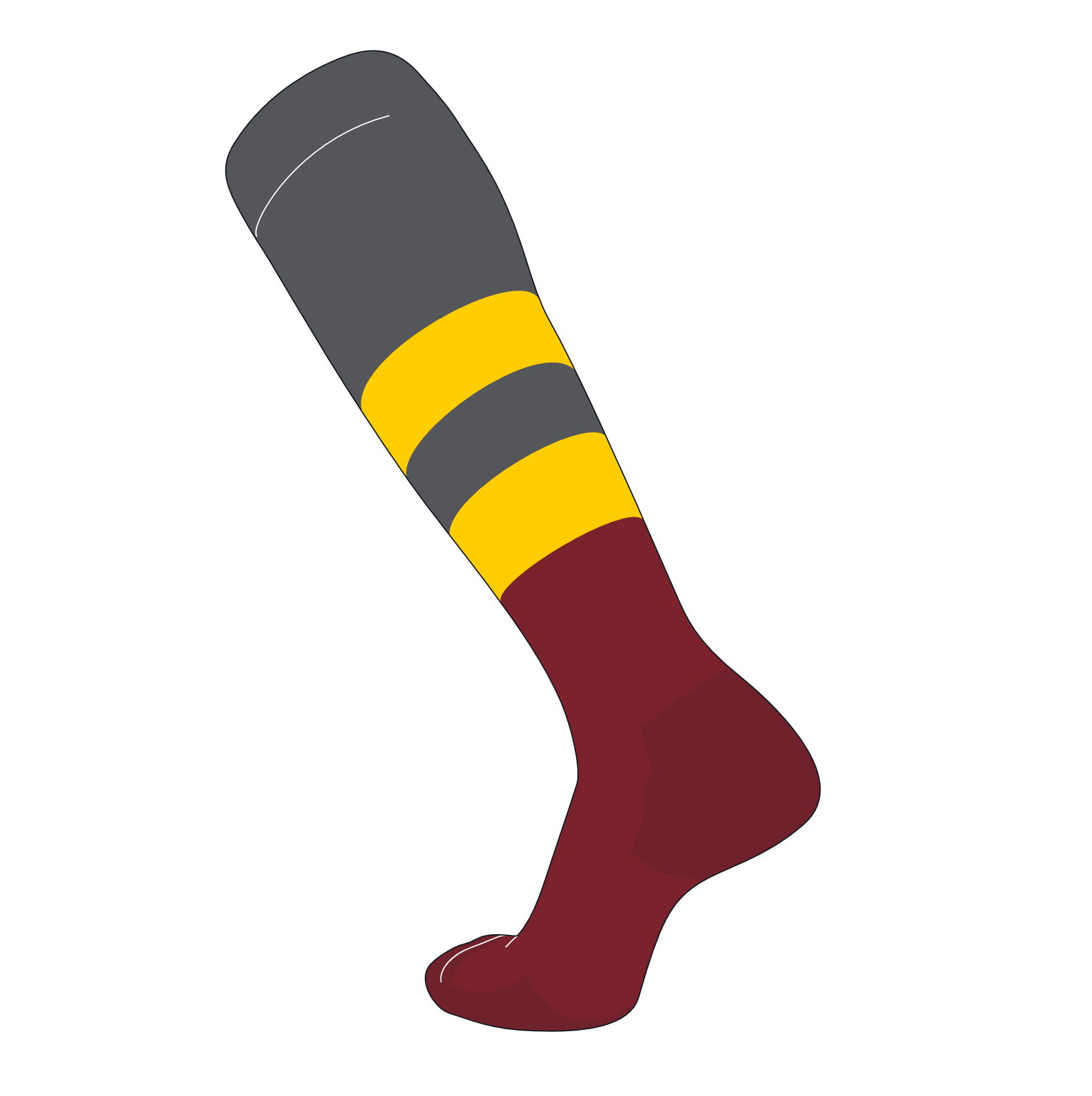 TCK Elite Baseball Football Knee High Striped Socks (G) Graphite, Gold, Cardinal