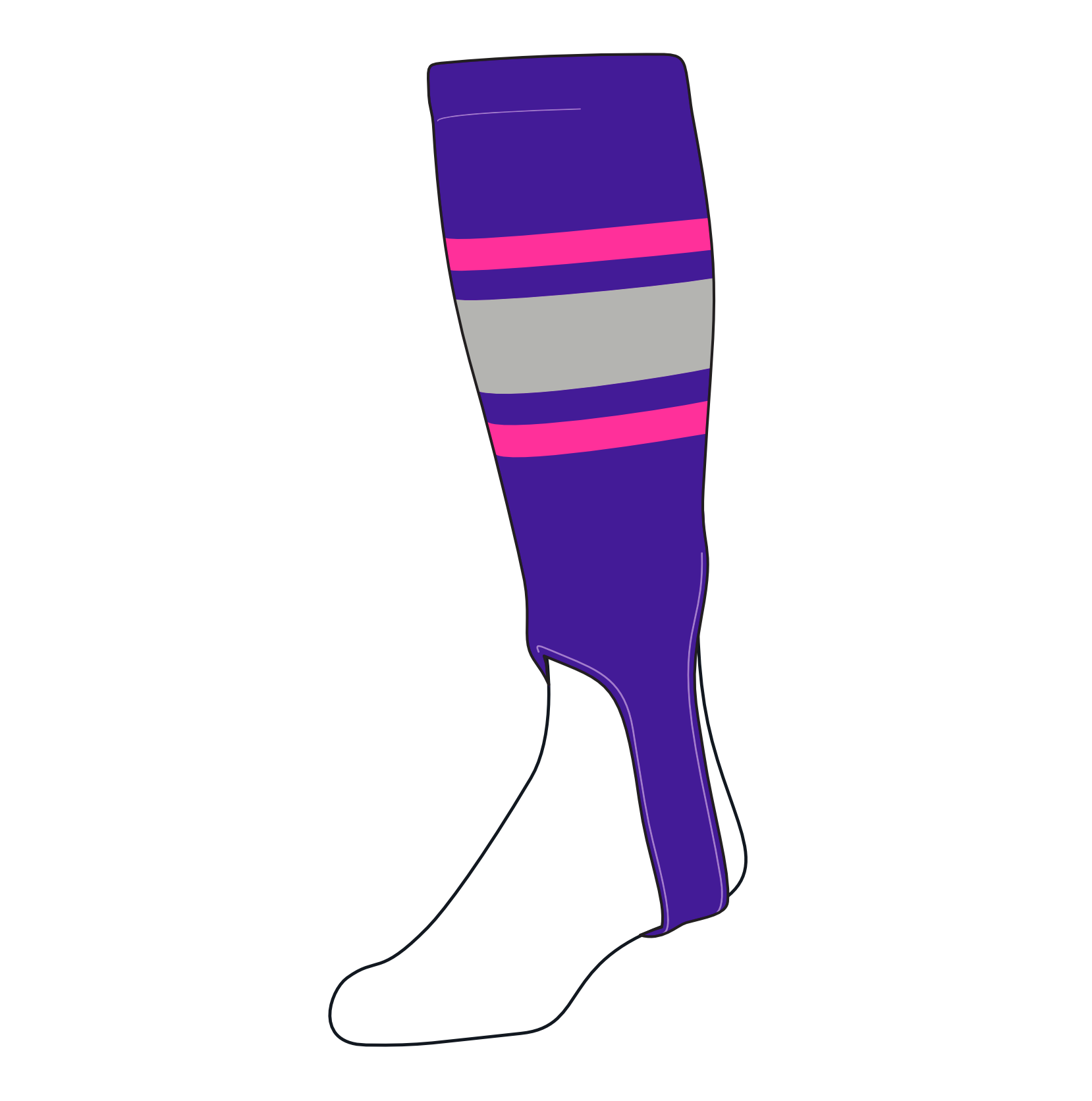 TCK Baseball Stirrups Medium (200E, 5in) Purple, Hot Pink, Grey