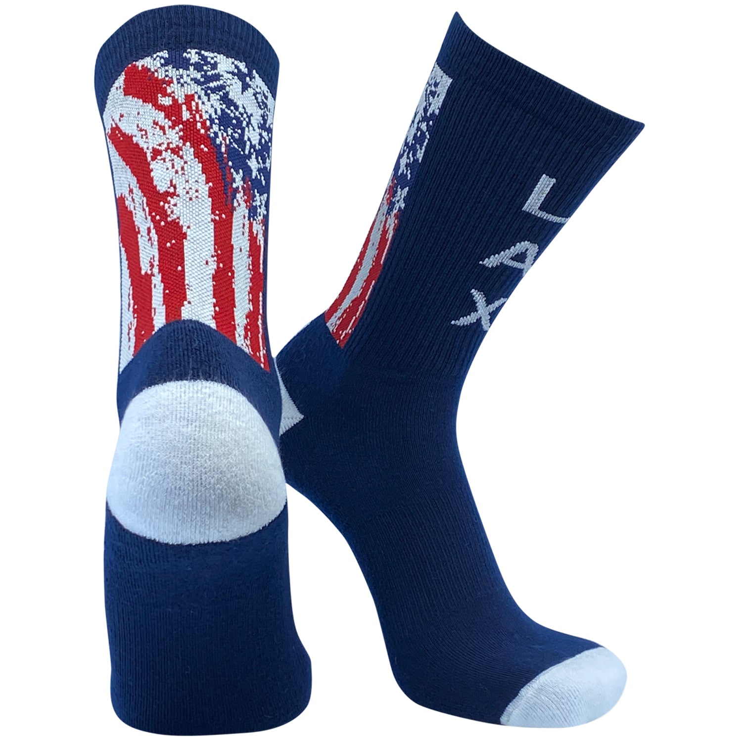 Topsox Lacrosse LAX USA tattered Flag Crew socks