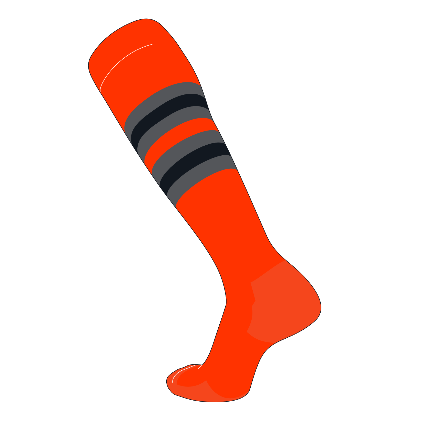 TCK Elite Baseball Football Knee High Striped Socks (I) Orange, Graphite, Black
