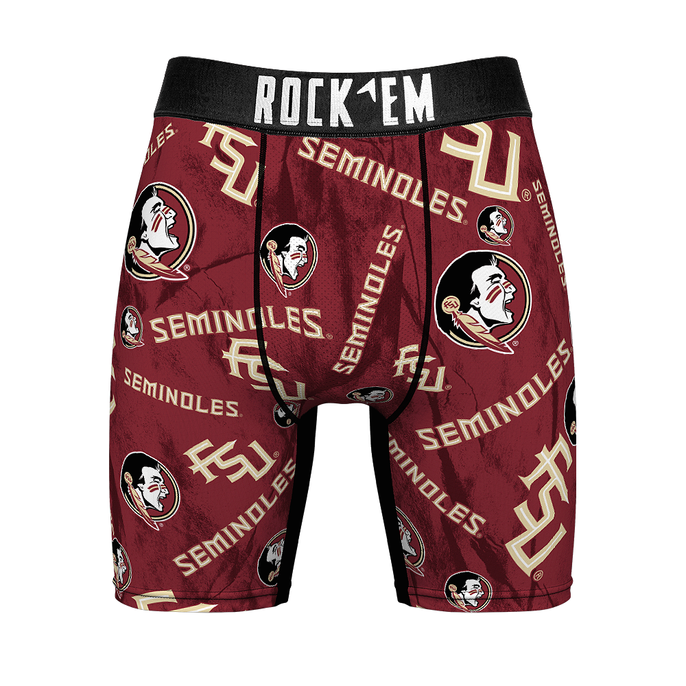 Men's Rock Em Socks Garnet Florida State Seminoles All Over Logo Boxer Briefs Size: Medium